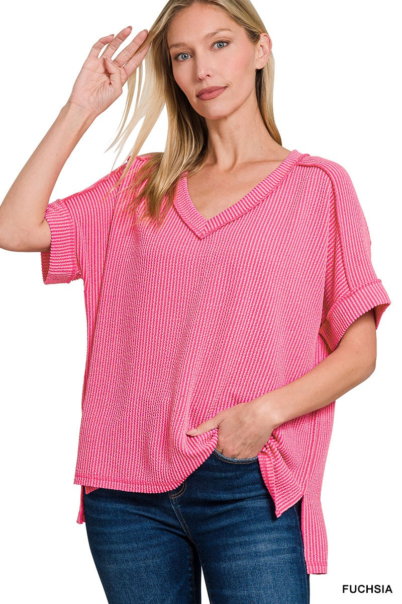 Ribbed V-Neck Top