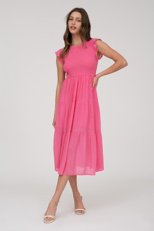 Pink Smocked Midi