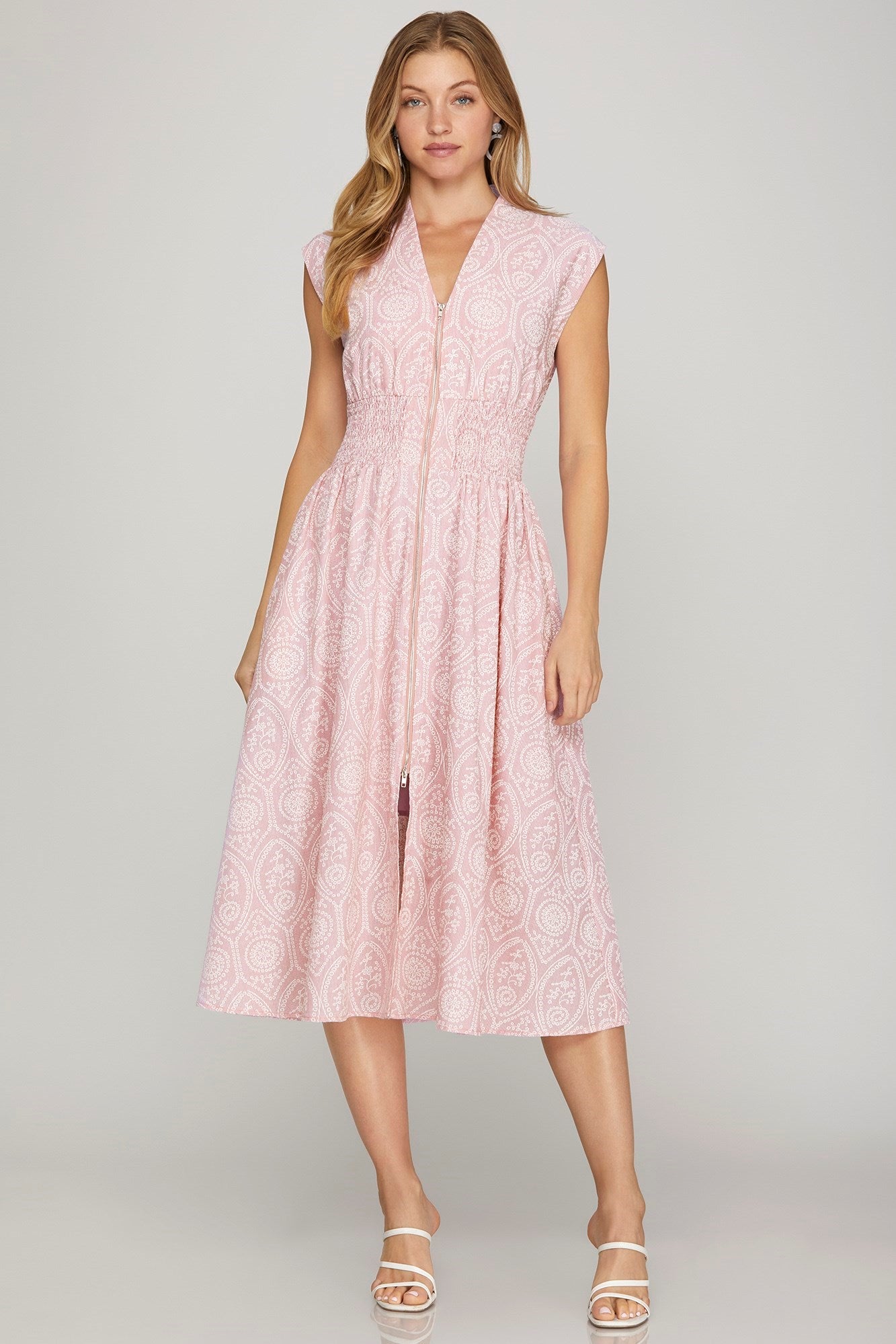 Pink Eyelet Zipper Dress
