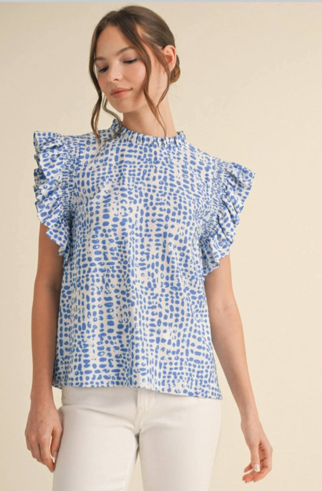 Royal Dot Ruffle Sleeve