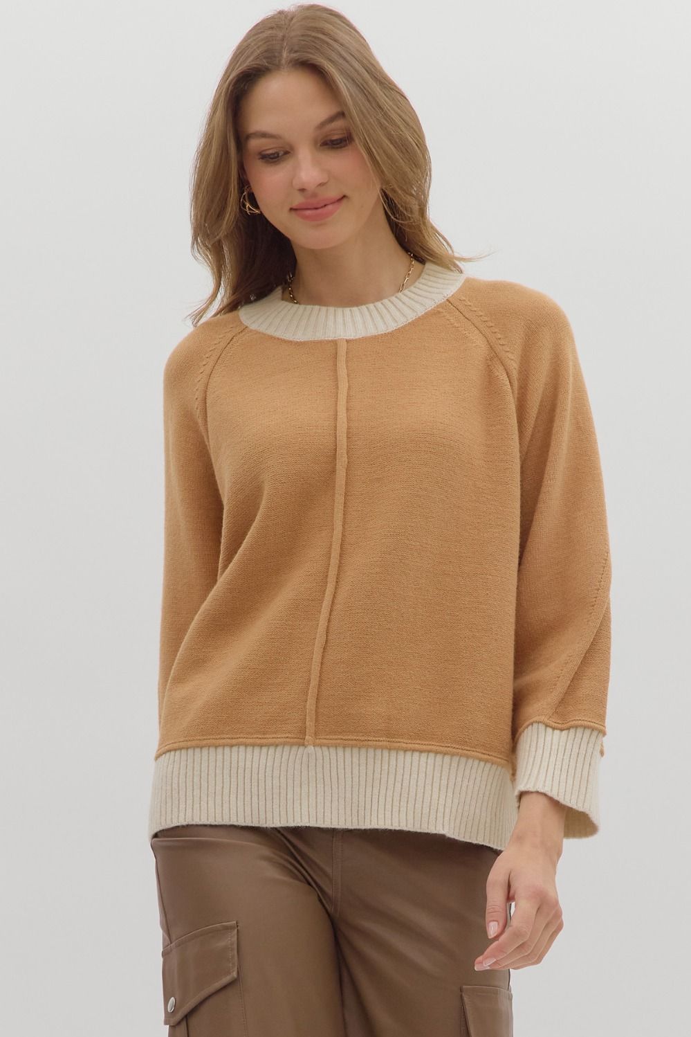 Camel Contrast Sweater