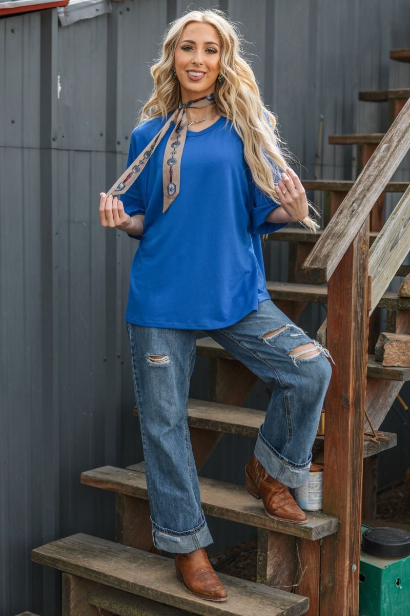 Royal Raw Edge Top