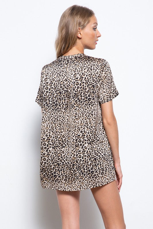 Satin Leopard Blouse