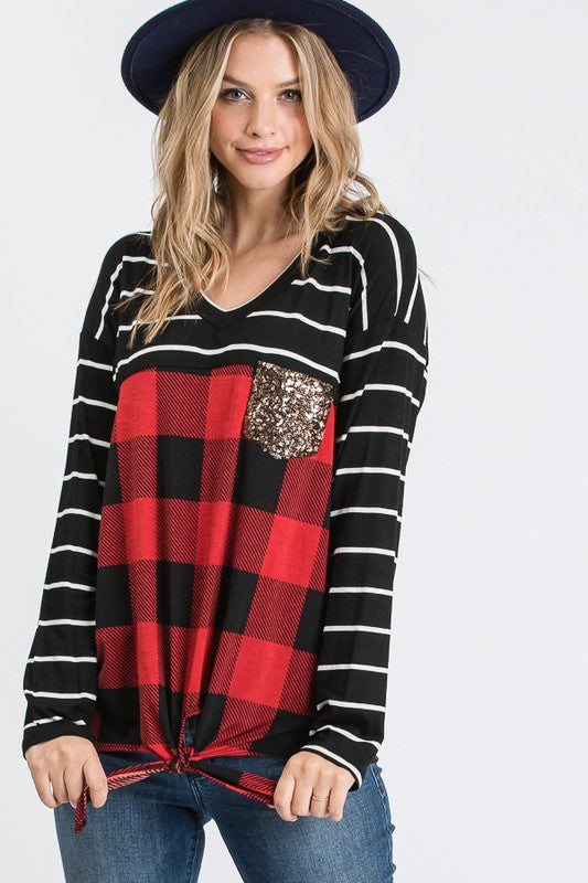 Buffalo Plaid Stripes Top