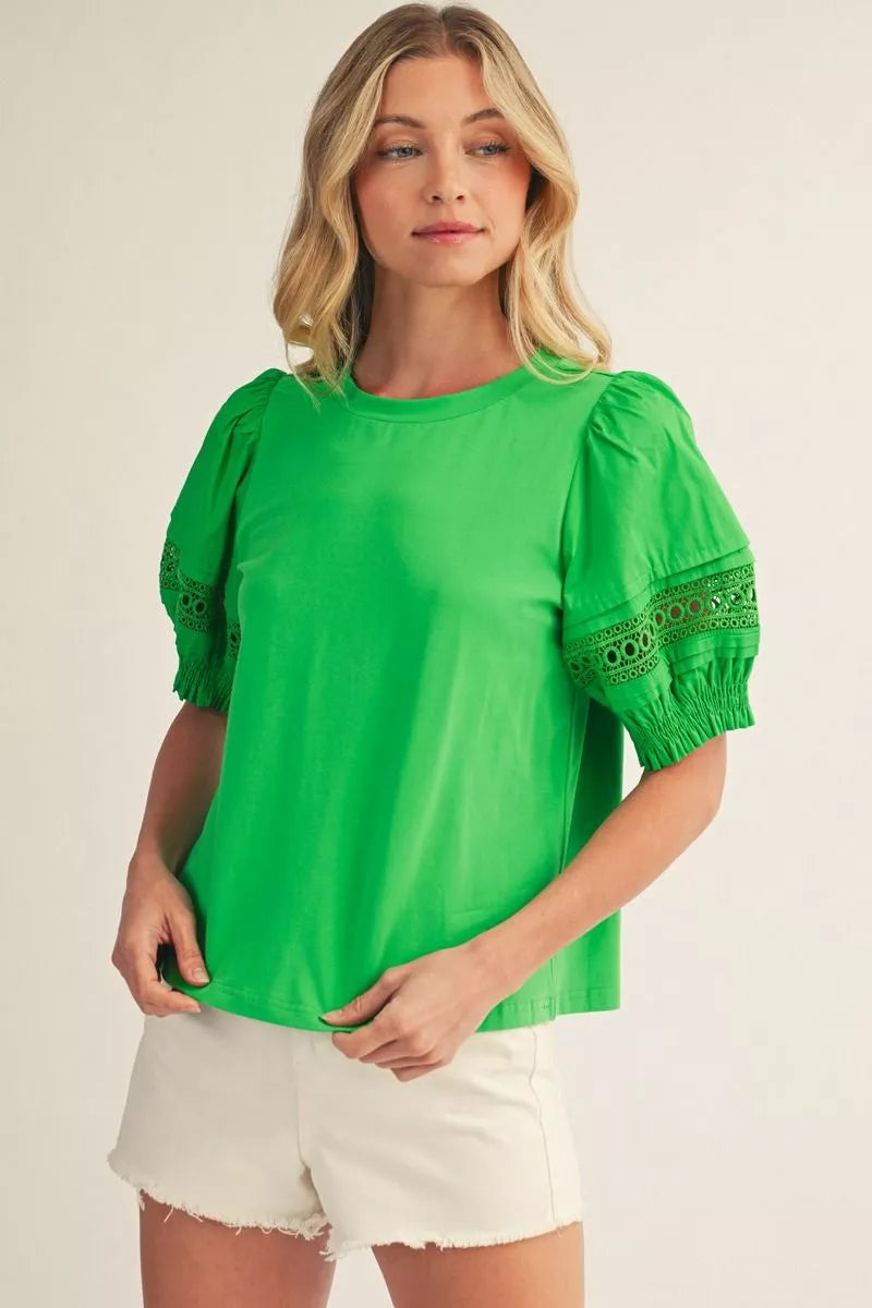 Green Puff Sleeve Top