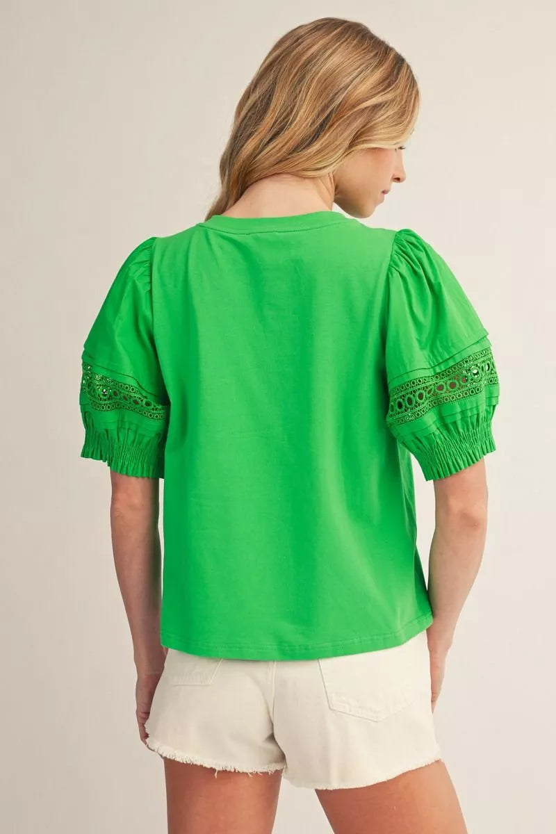 Green Puff Sleeve Top