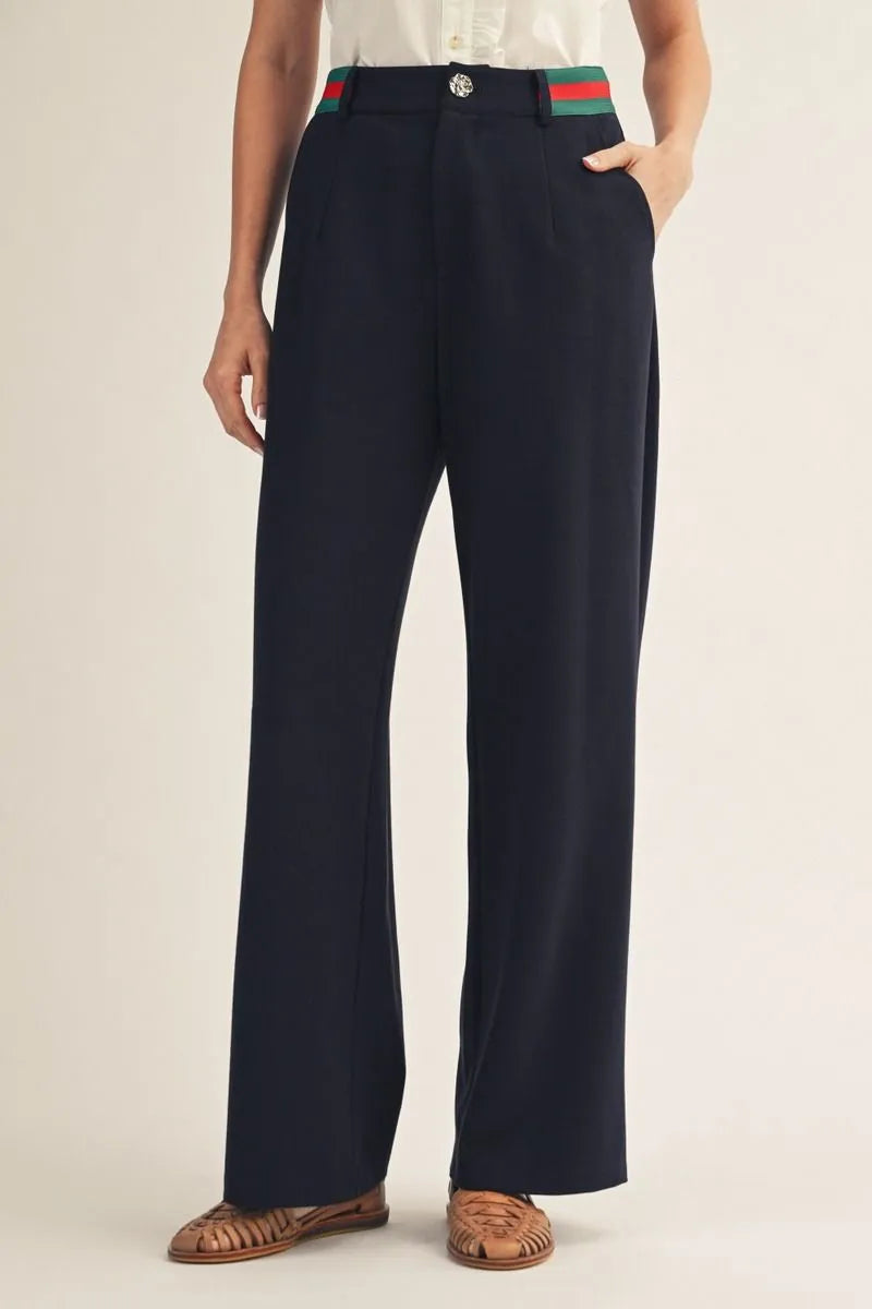 Navy Band Contrast Pant