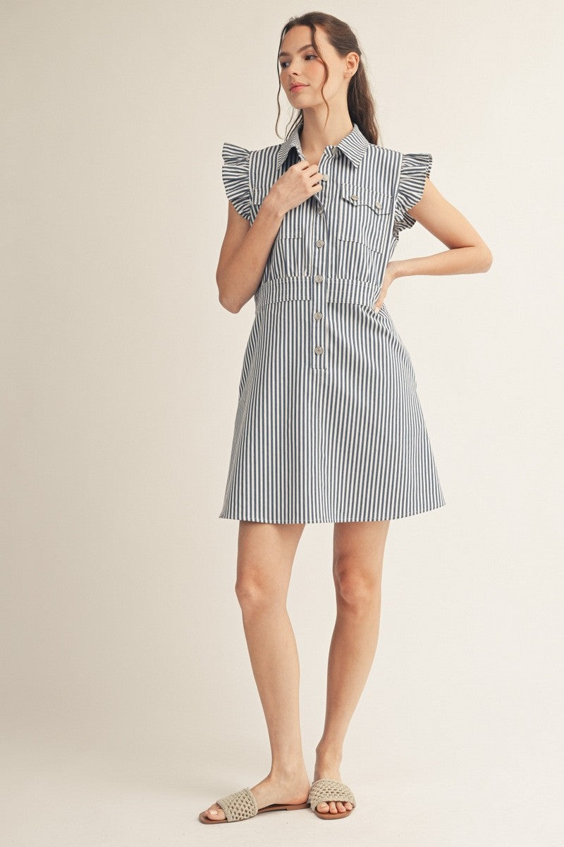 Denim Stripe Buttondown Dress