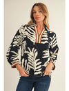 Black Leaf Print Top