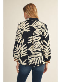 Black Leaf Print Top