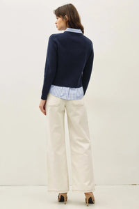 Navy Classic Collared Cardigan