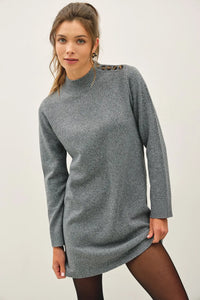 Charcoal Mock Sweater Dress