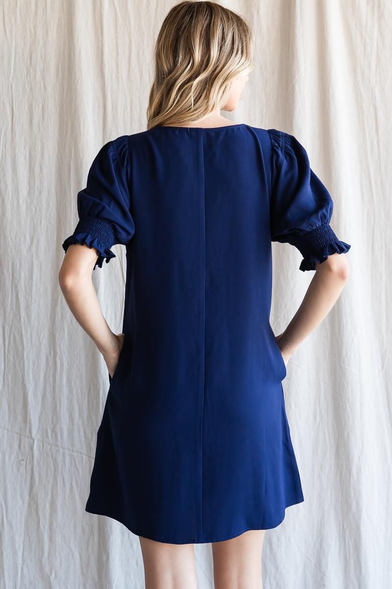 Navy V-Neck Dress