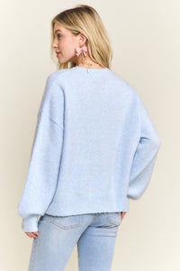 Blue Sequin Bow Sweater