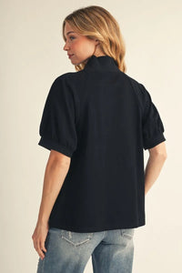 Black Rib Contrast Top