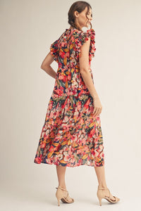 Multi Floral Tier Midi
