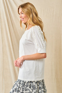 White Frill Raglan Top