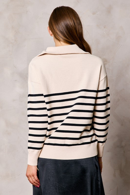 Striped Half Zip Sweater