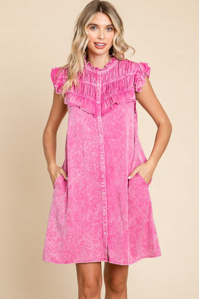 Pink Frill Neck