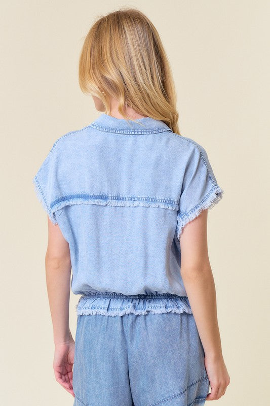 Light Denim Crop Shirt
