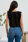 Black Ruffle Sleeve Top