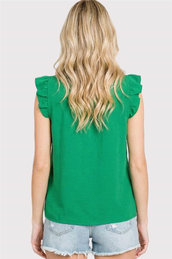 Green Ruffle Sleeve