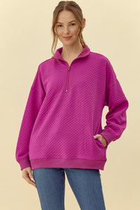 Magenta Zip-Up Pullover