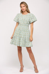 Multi Green Eyelet Dress