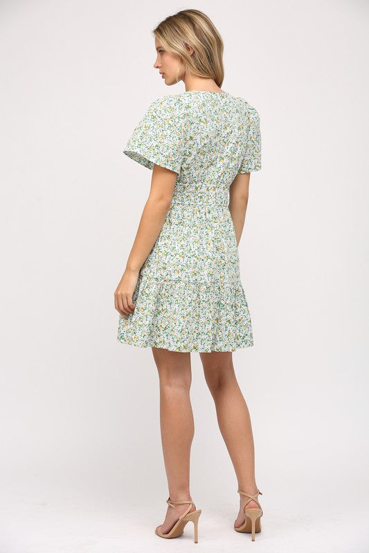 Multi Green Eyelet Dress