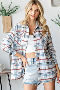 Blue & ivory Plaid Shacket