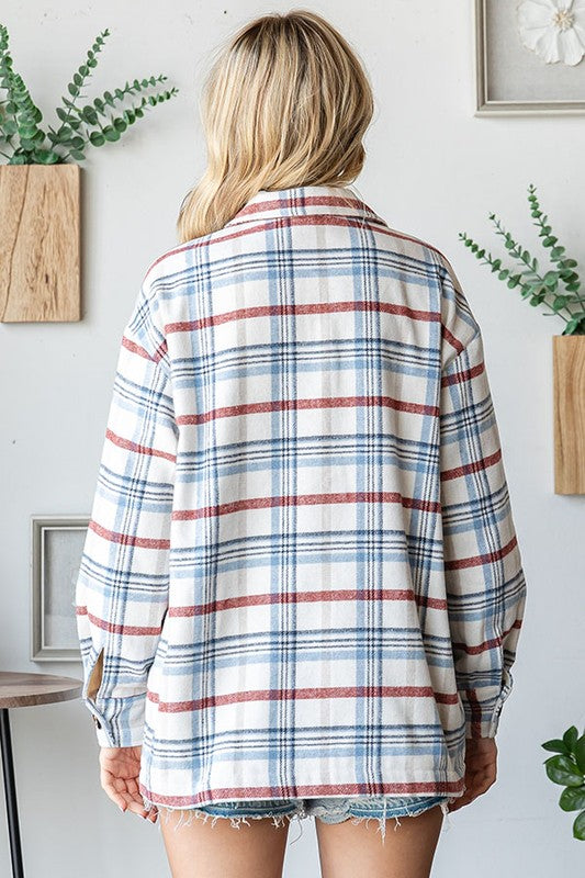 Blue & ivory Plaid Shacket