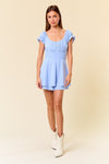 Blue Puff Sleeve Romper