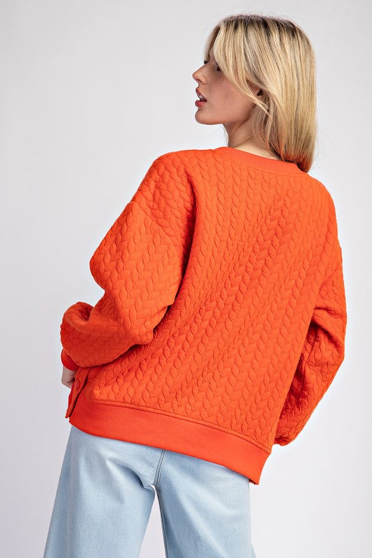 Orange Textured Pullover