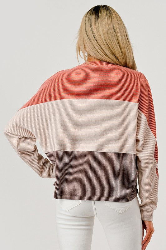 Oat & Brown Colorblock Rib