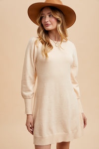 Cream Flare Sweater Dress