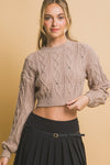 Mocha Crop Diamond Sweater