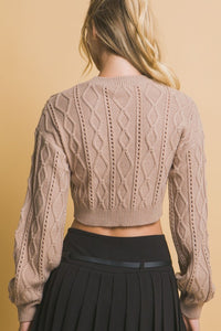 Mocha Crop Diamond Sweater