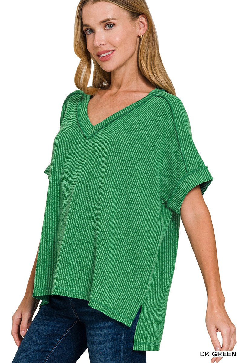 Ribbed V-Neck Top