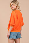 Orange Terry Puff Sleeve