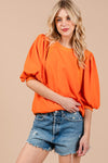 Orange Terry Puff Sleeve
