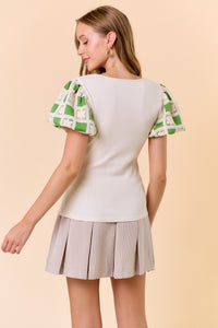Green Crochet Checker Sleeve