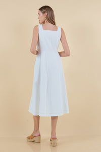 White Stitch Midi Dress