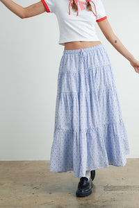 Blue & Red Dot Maxi Skirt