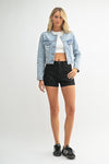 Collarless Denim Jacket