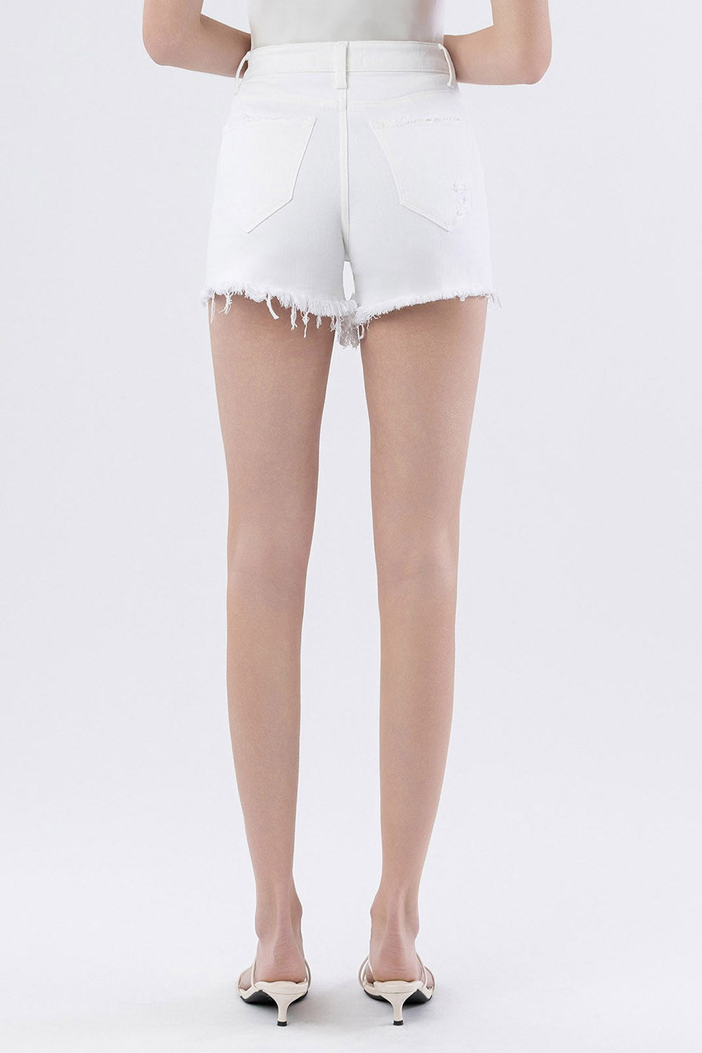 White Fray Hem Shorts