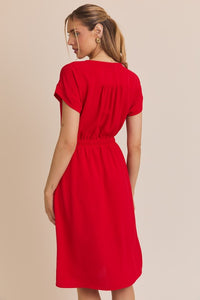 Red Surplice Dress