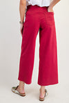 Red Button Front Twill