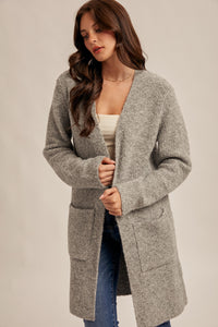 Grey Boucle Cardigan