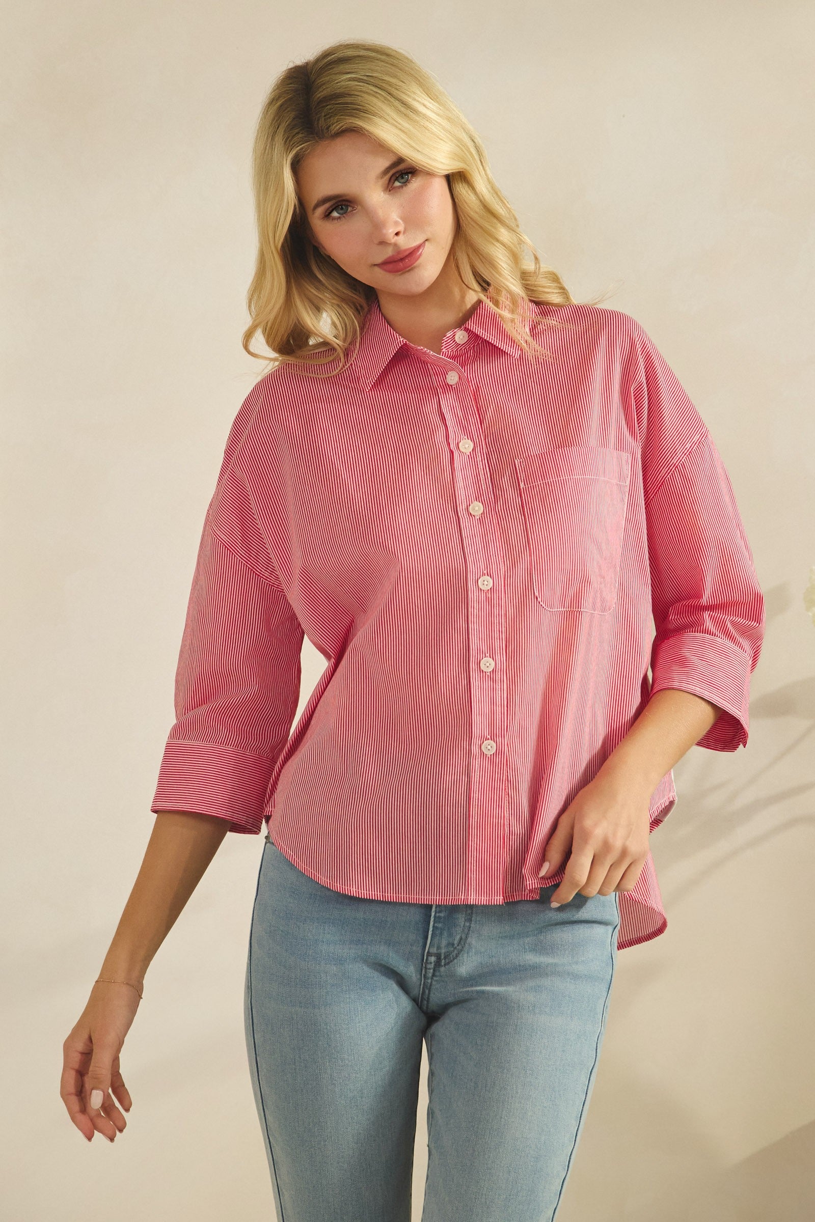 Red Stripe Poplin