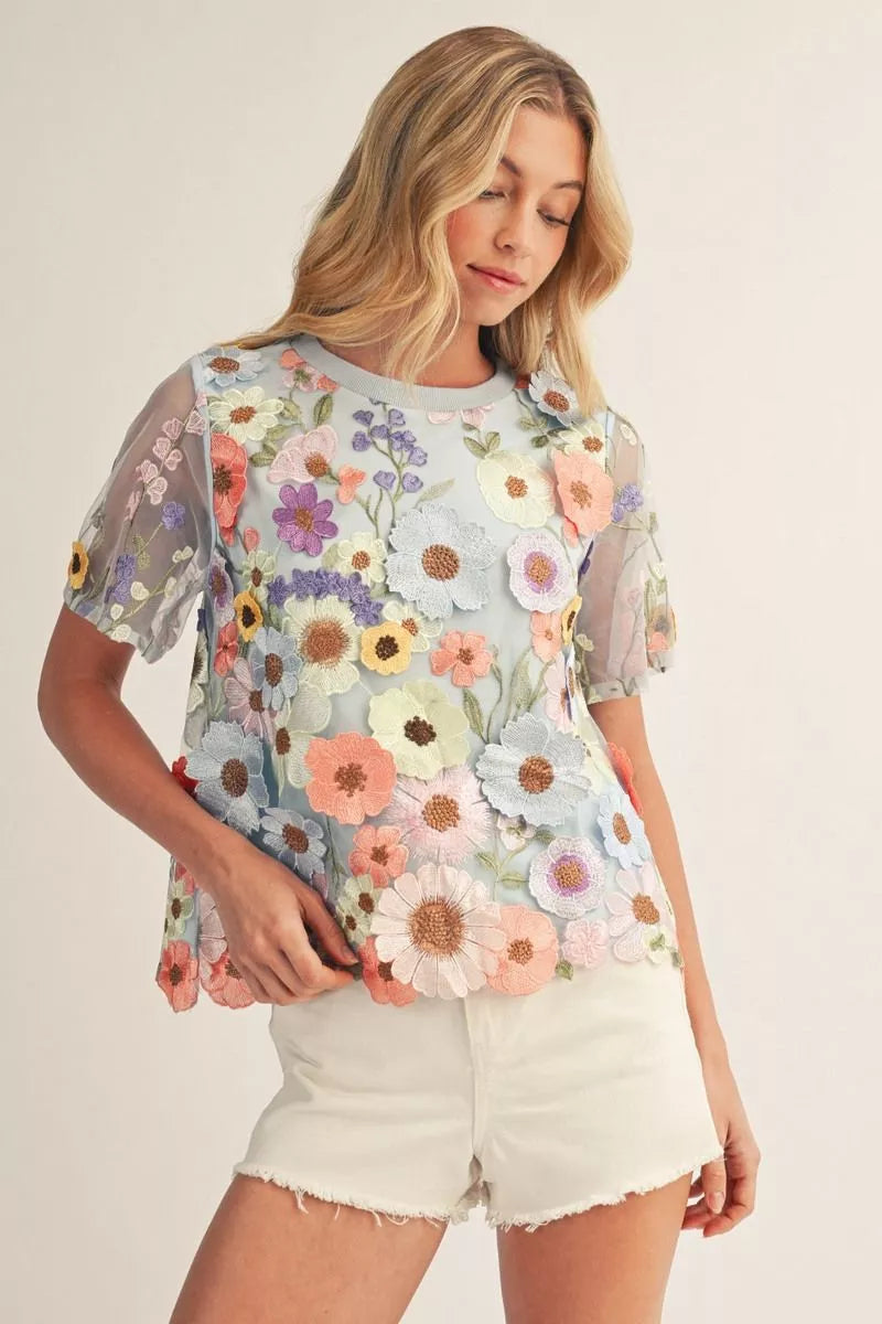 Blue 3D Floral Mesh